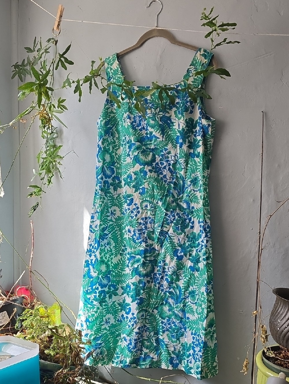 Vintage 60s 70s Sporting Tailors Tropical Print Resort Sun Dress Union Made Sz14
